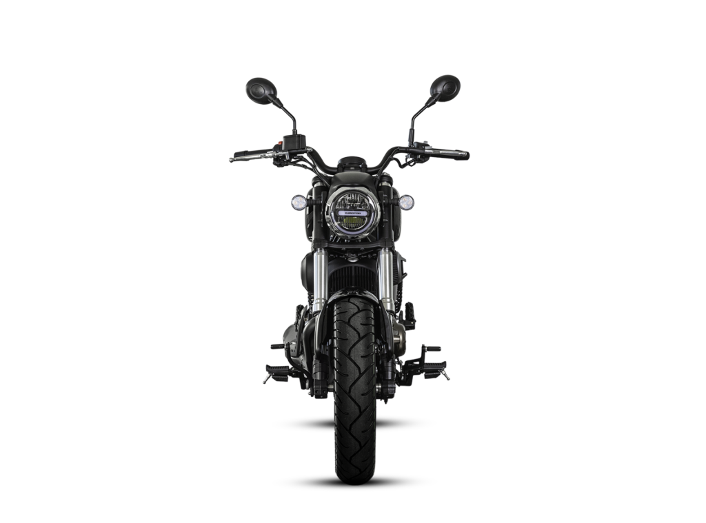 QJMOTOR SRV 12 in Schwarz – Frontansicht