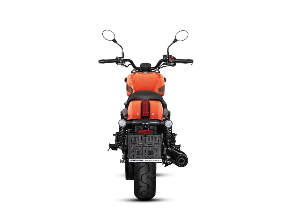 QJMOTOR SRV 12 in Orange – Heckansicht